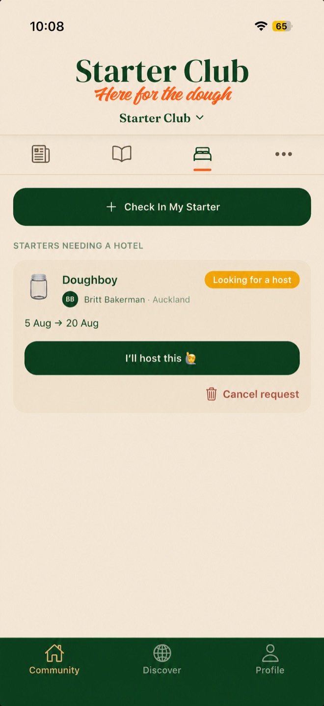 The Starter Hotel, finding someone to look after your starter
